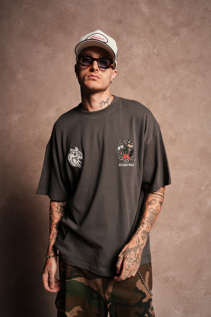 Big Bad Wolf Forever Premium Oversized Tee in Wolf Gray