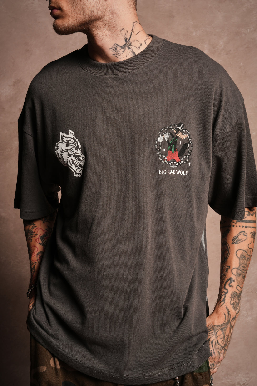 Big Bad Wolf Forever Premium Oversized Tee in Wolf Gray