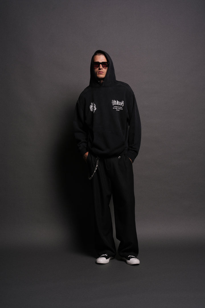 10 Years of NFGU "Pierce" Hoodie in Black Drift Wash