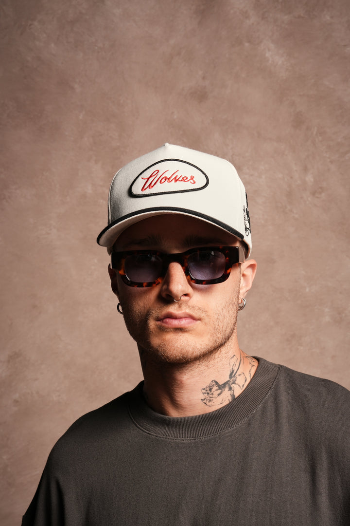 Mickey & The Wolf A Frame Snapback in Cream/Black