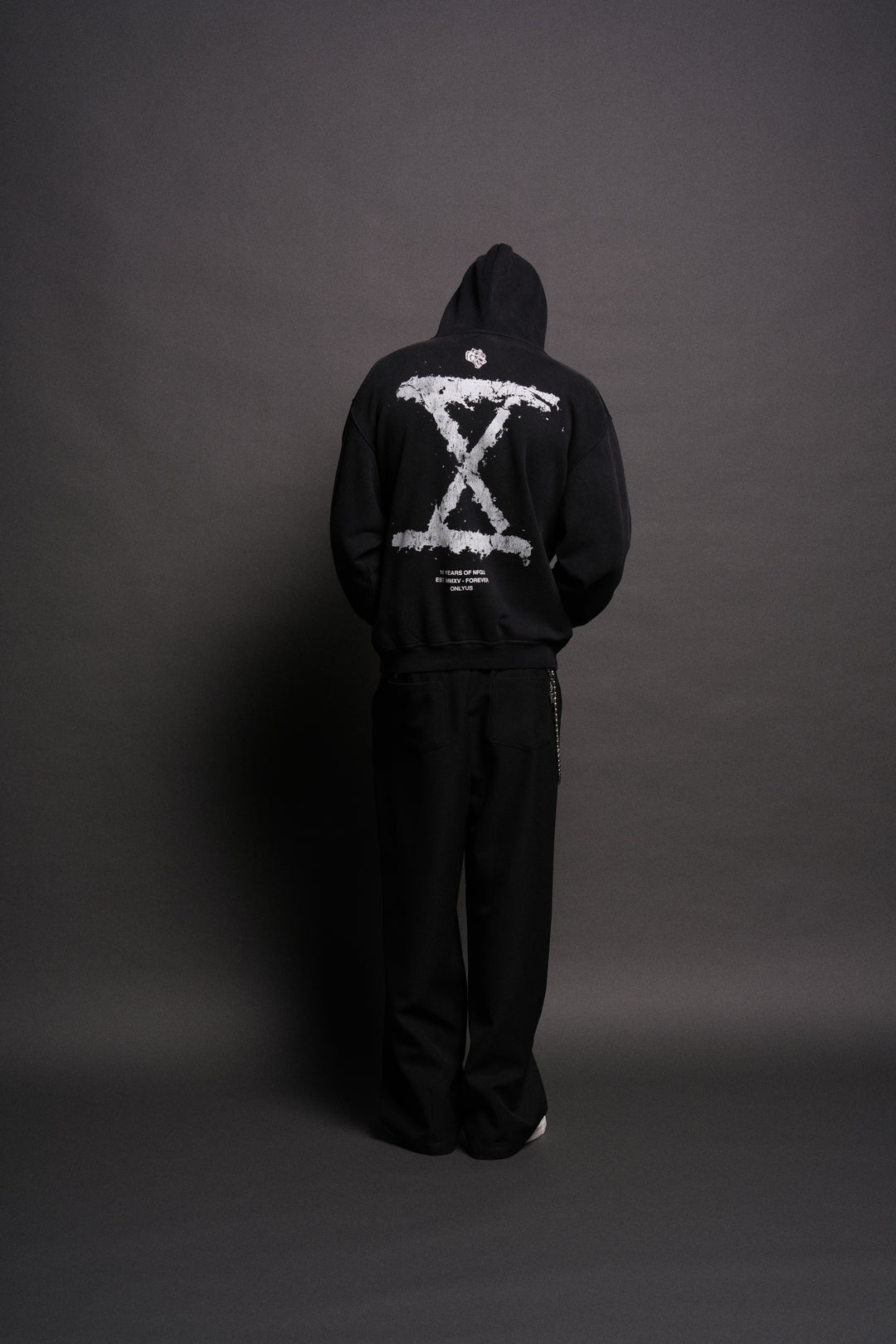 10 Years of NFGU "Pierce" Hoodie in Black Drift Wash