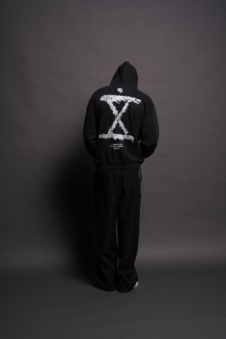 10 Years of NFGU "Pierce" Hoodie in Black Drift Wash
