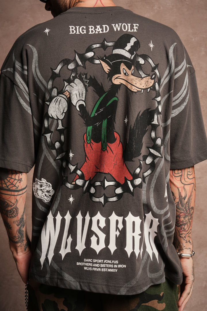 Big Bad Wolf Forever Premium Oversized Tee in Wolf Gray