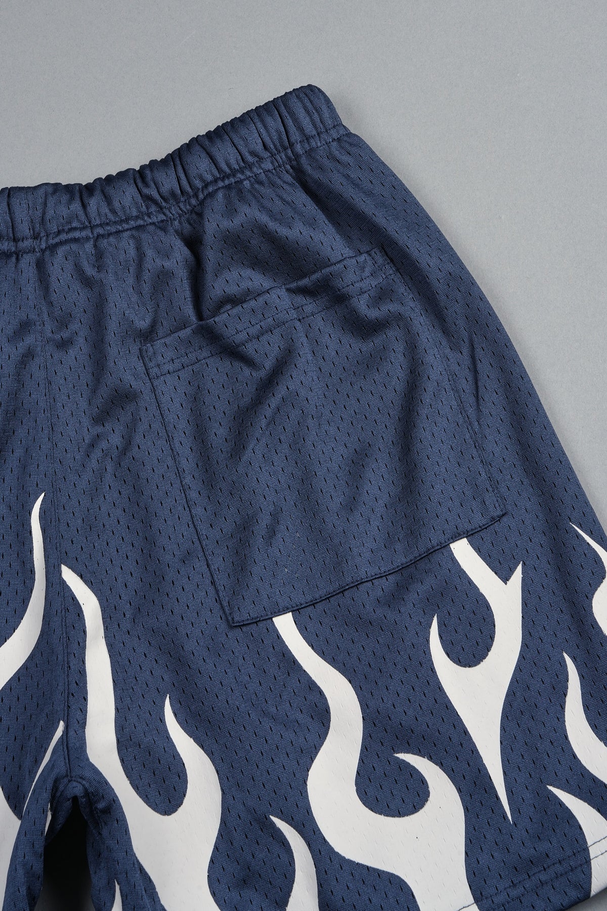 On Fire Applique Mesh Shorts In Storm Blue