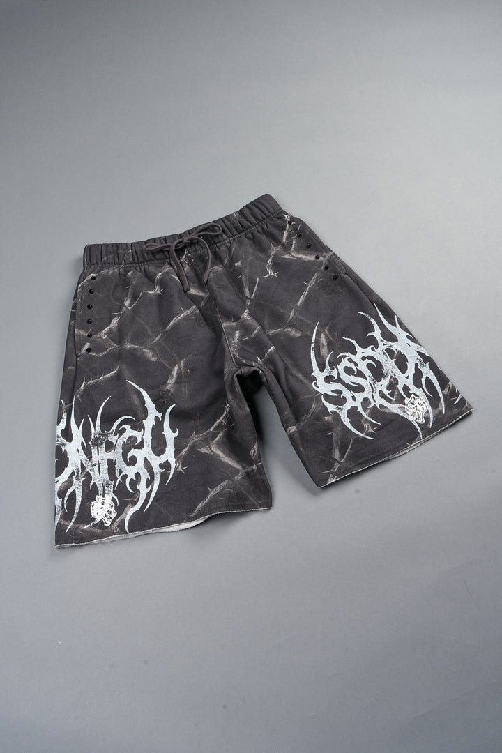 Ssddnfgu Raw Hem Oversized Post Lounge Sweat Shorts In Darc Thorns