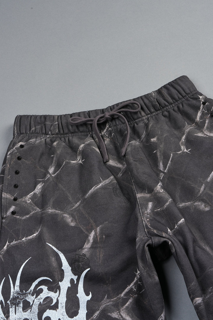 Ssddnfgu Raw Hem Oversized Post Lounge Sweat Shorts In Darc Thorns