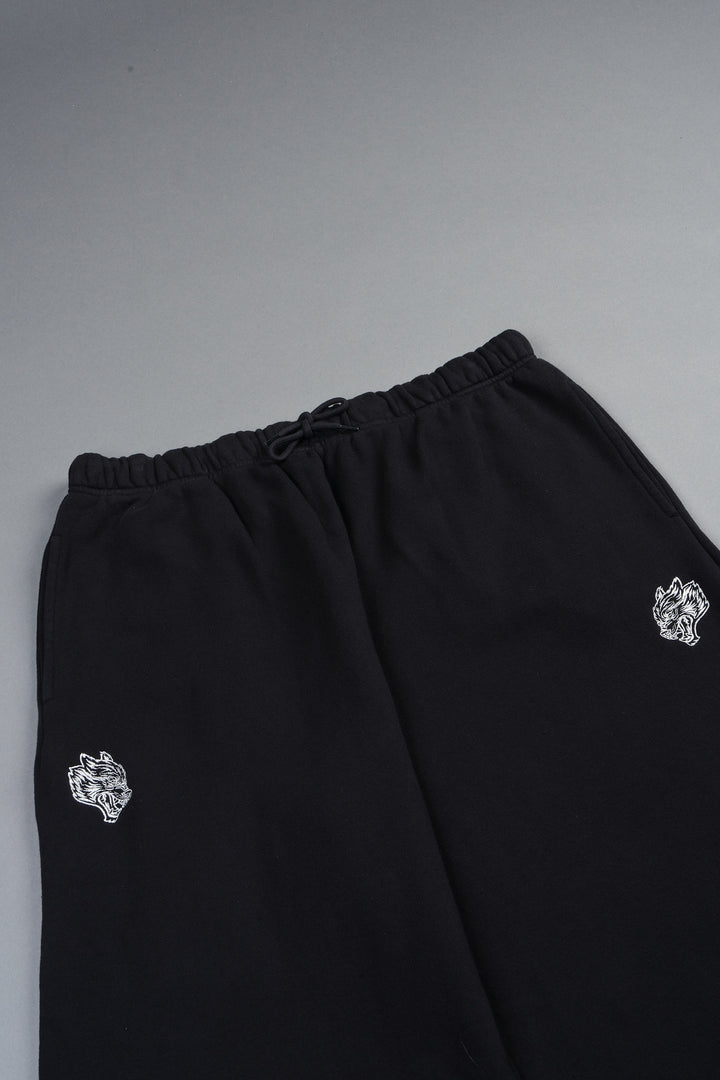 Dual Wolf Capri Sweat Pants In Black