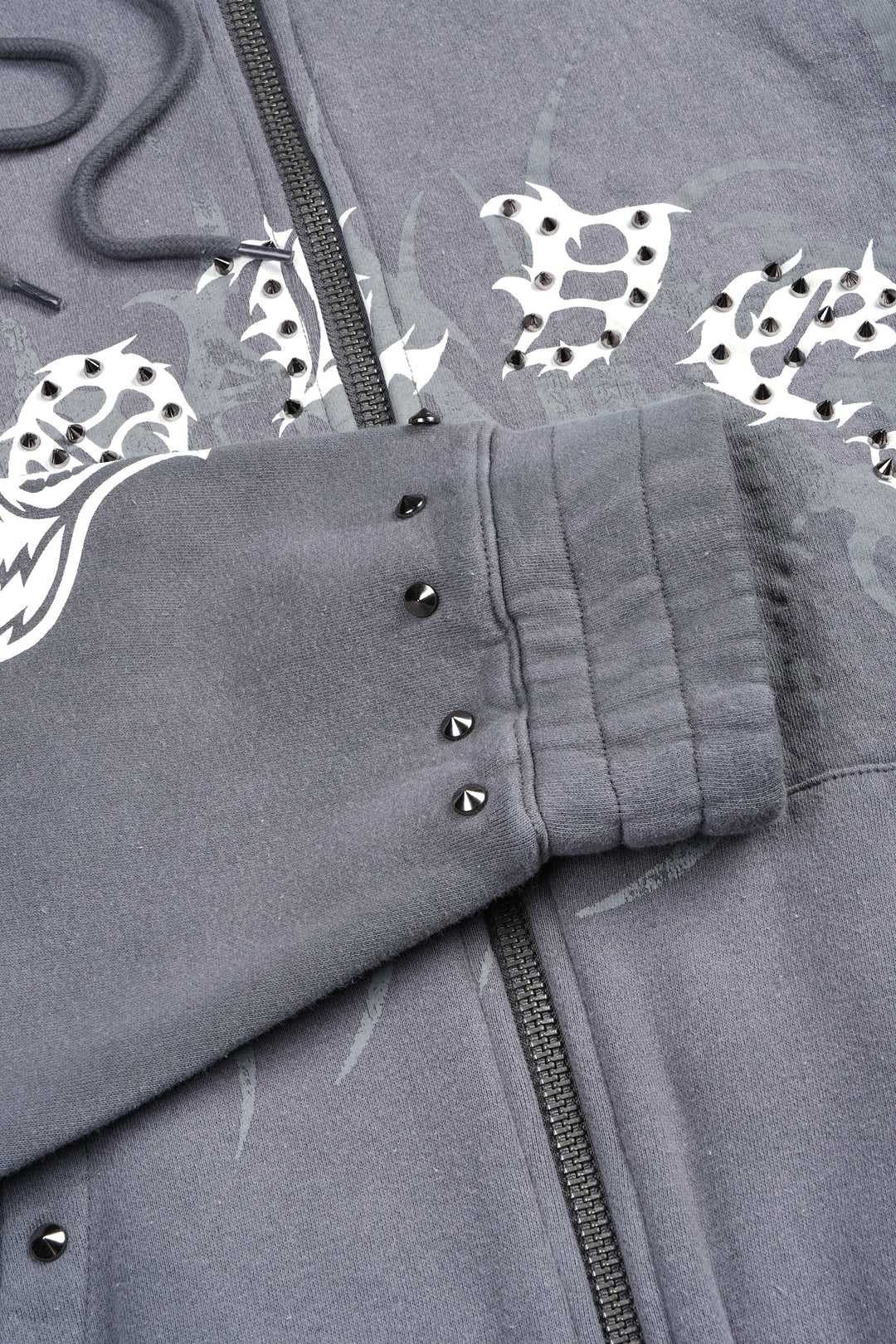 Studded Mantra Chambers Zip Hoodie In Slate Gray Super Sun Fade