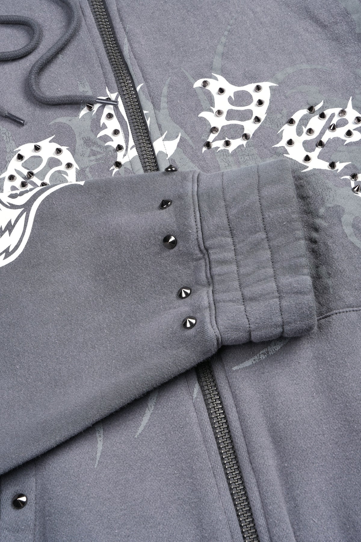 Studded Mantra Chambers Zip Hoodie In Slate Gray Super Sun Fade