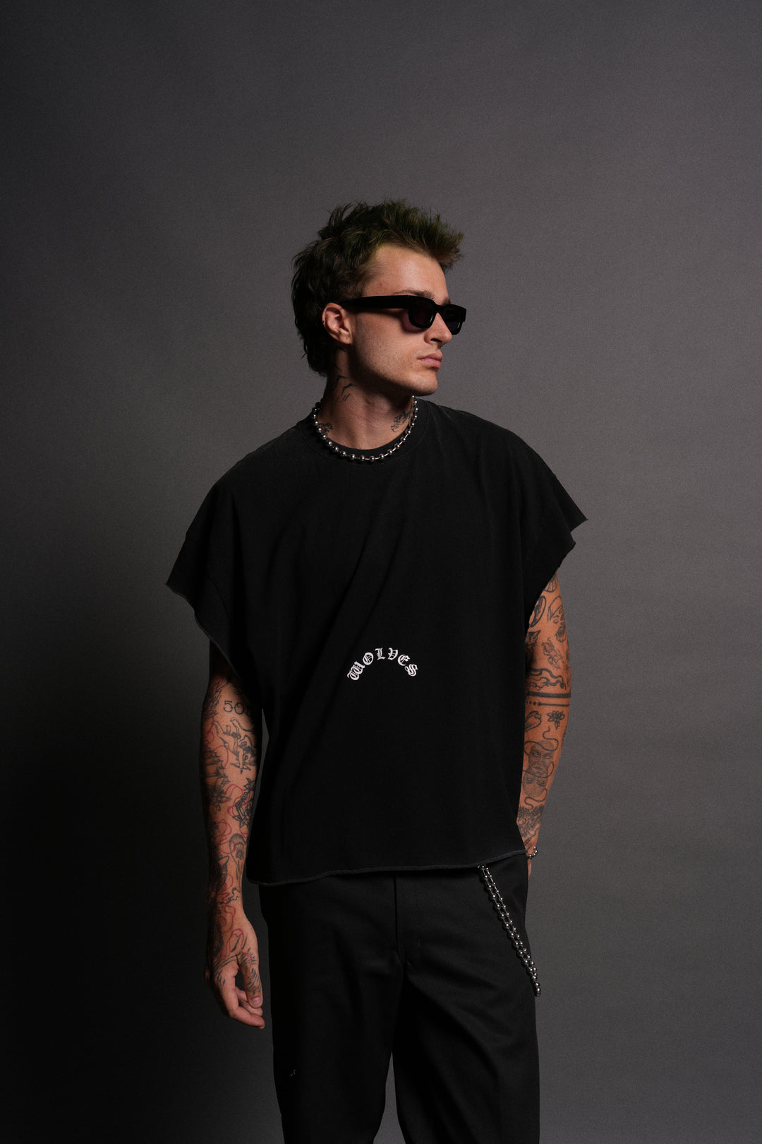 The Batman Forever Grunge Cut-Off Tee in Black