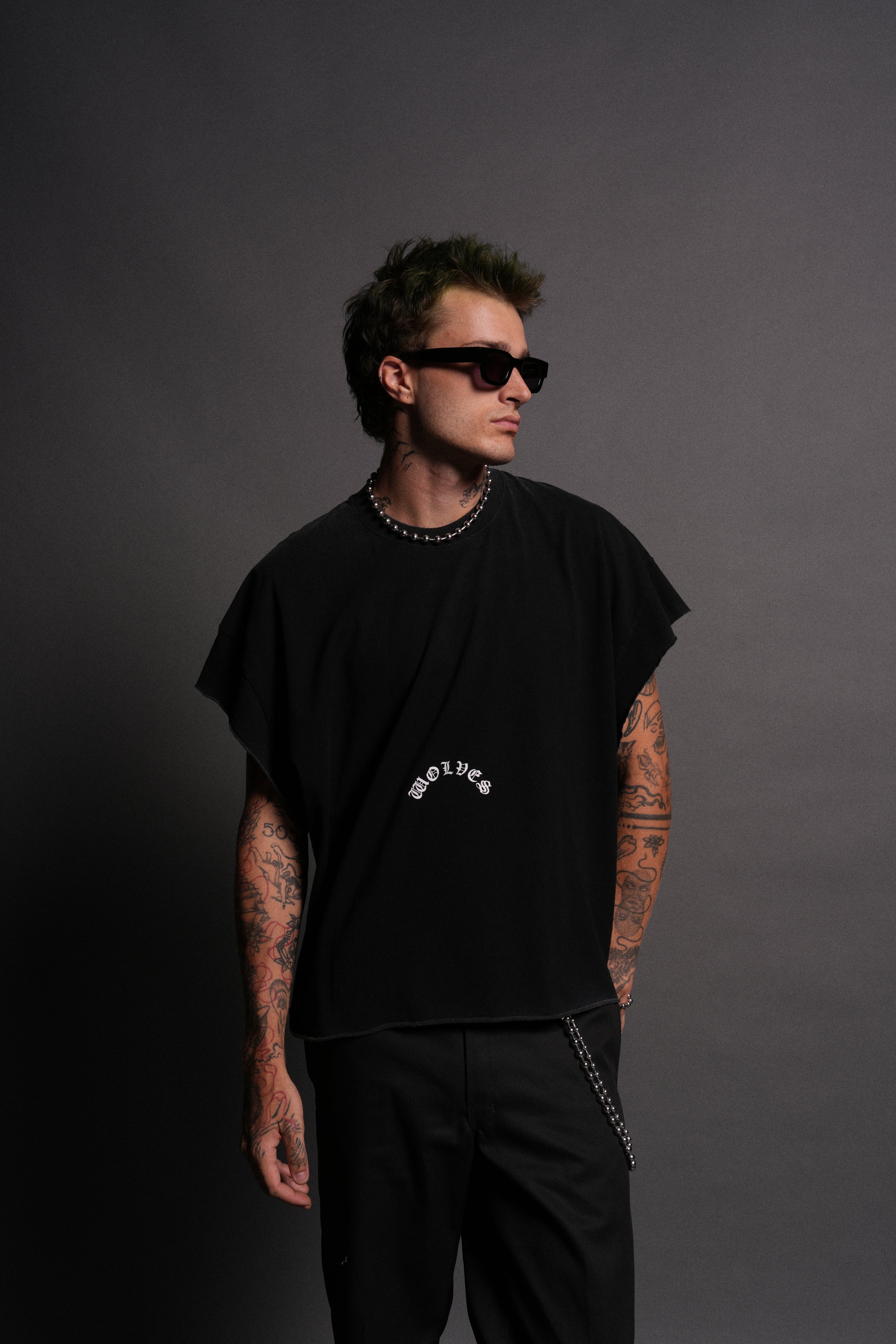 The Batman Forever Grunge Cut-Off Tee in Black