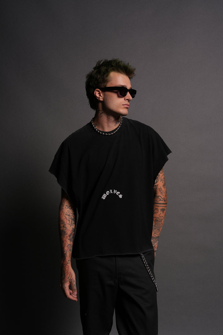 The Batman Forever Grunge Cut-Off Tee in Black