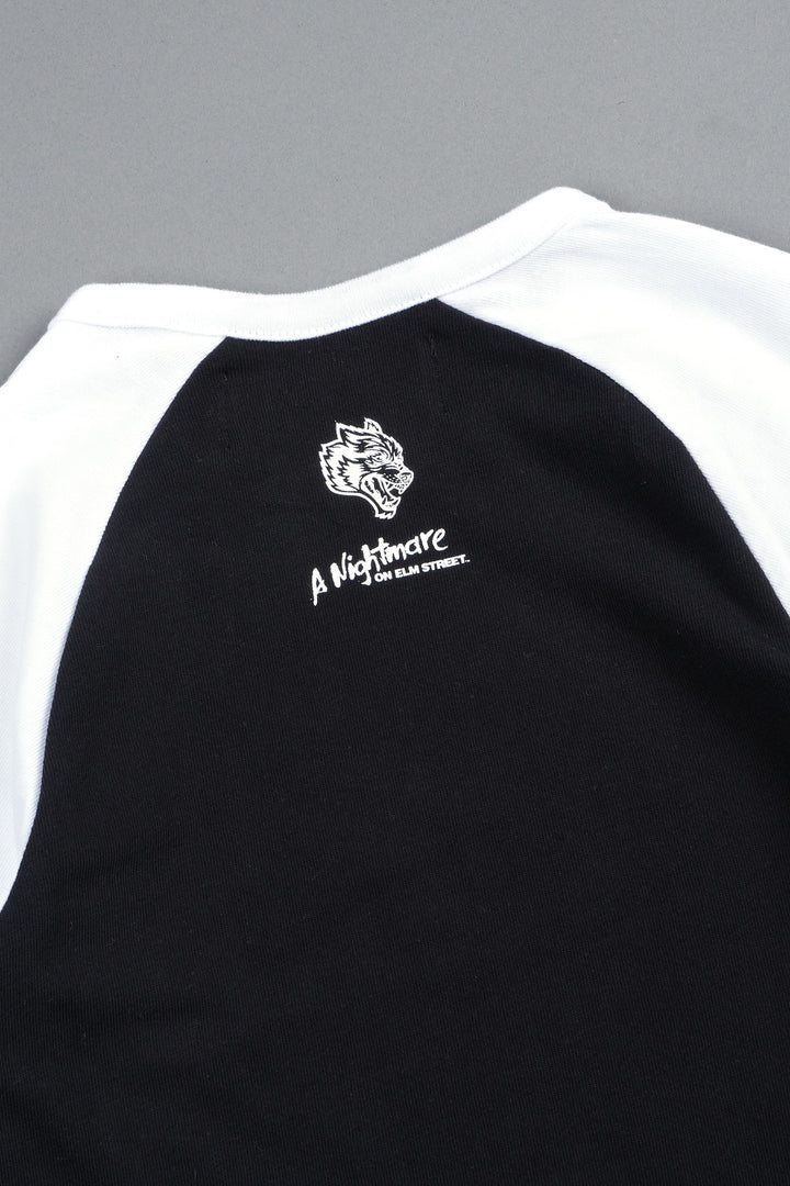 Dont Sleep Lina Raglan Baby Tee In Black/White
