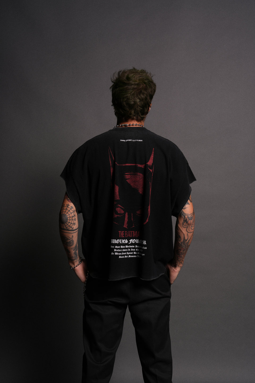 The Batman Forever Grunge Cut-Off Tee in Black