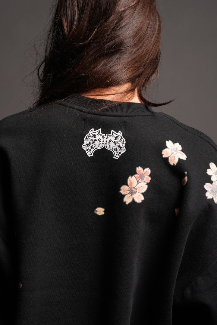 Box Sakura Cropped London Crewneck In Black
