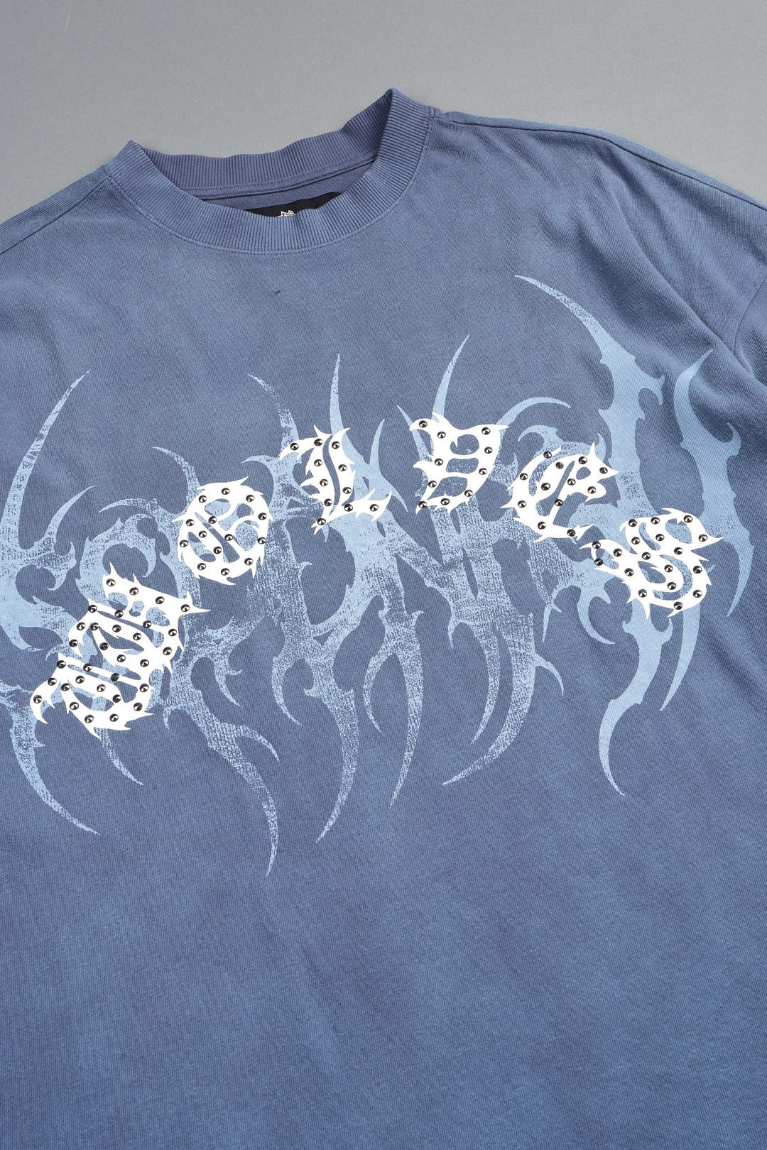 Studded Mantra Premium Oversized Tee In Storm Blue Super Sun Fade