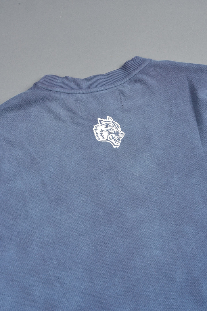Studded Mantra Premium Oversized Tee In Storm Blue Super Sun Fade