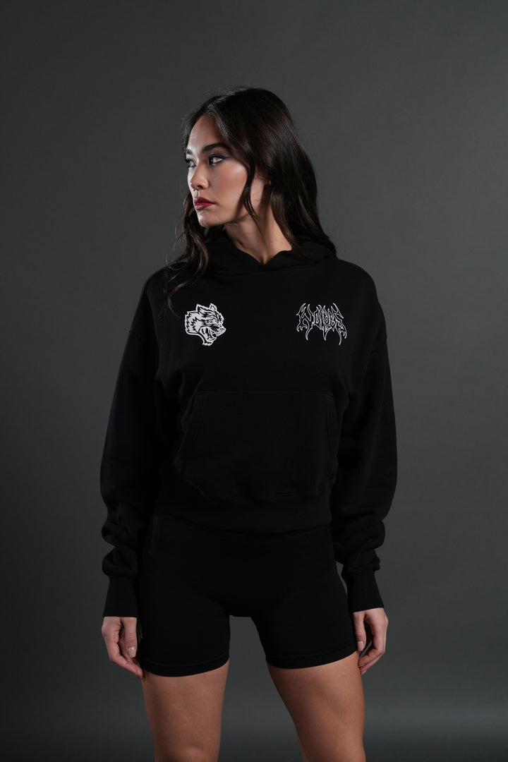Wolf Hesh Owen Cropped Hoodie in Black