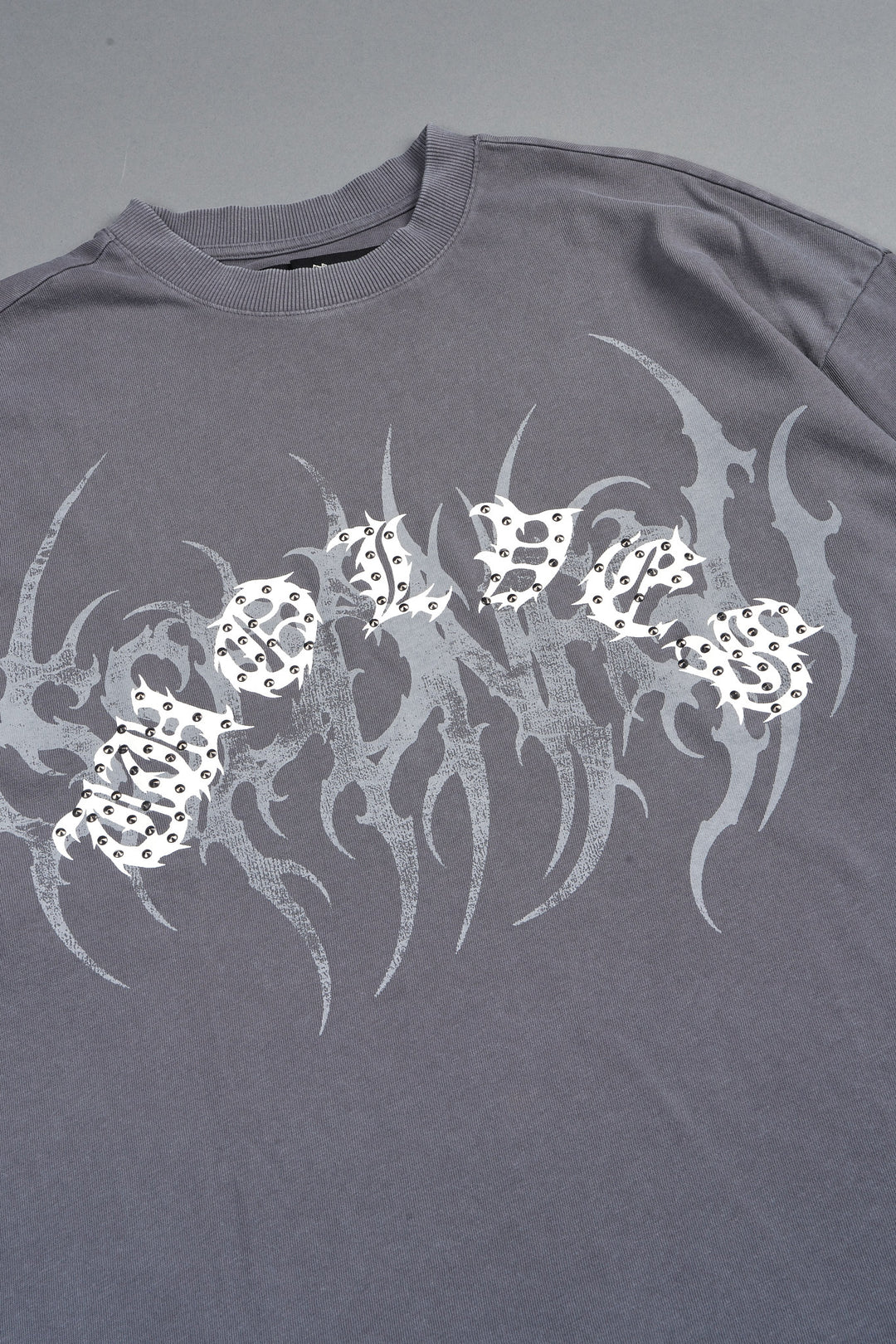 Studded Mantra Premium Oversized Tee In Slate Gray