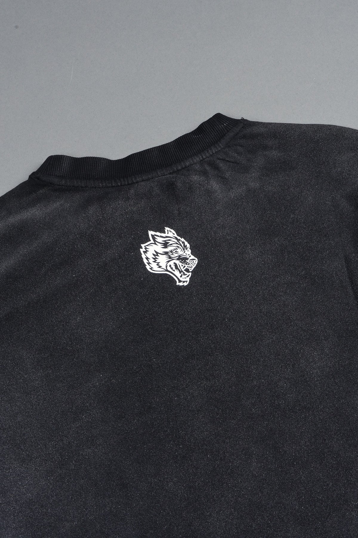 Studded Mantra Premium Oversized Tee In Black Super Sun Fade