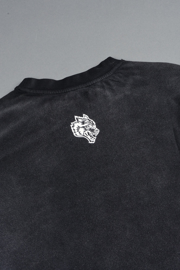 Studded Mantra Premium Oversized Tee In Black Super Sun Fade