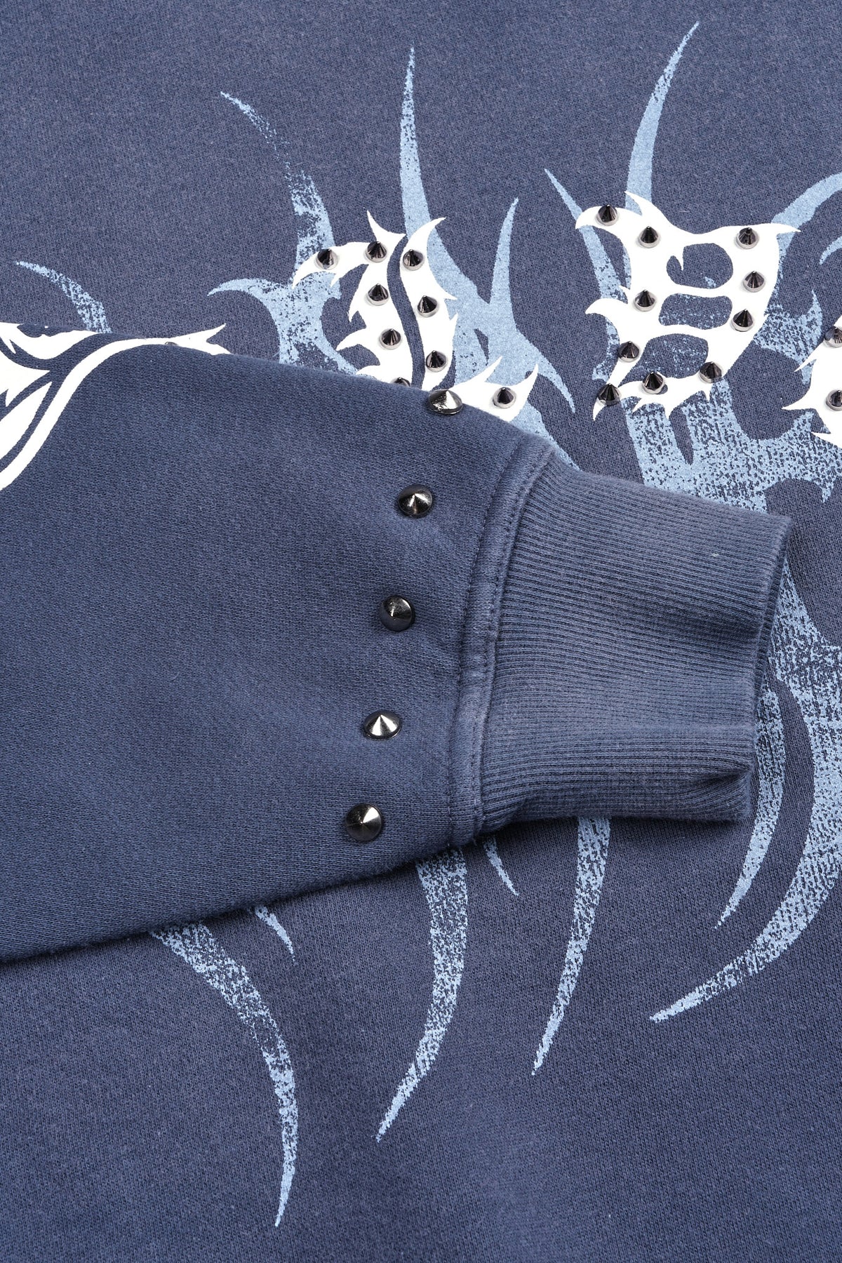 Studded Mantra London Crewneck In Storm Blue Super Sun Fade