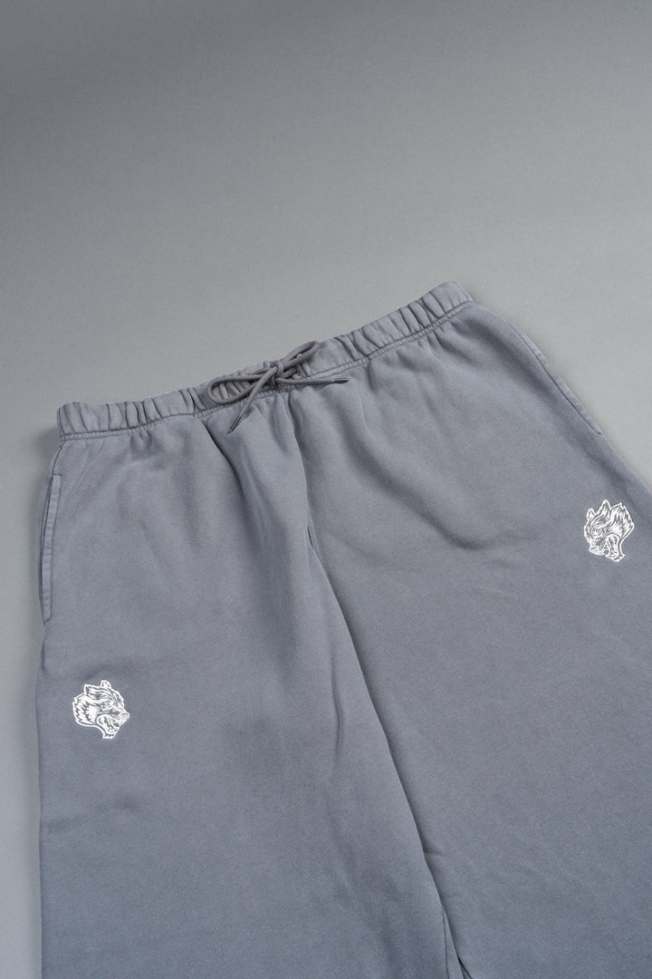 Dual Wolf Capri Sweat Pants In Slate Gray