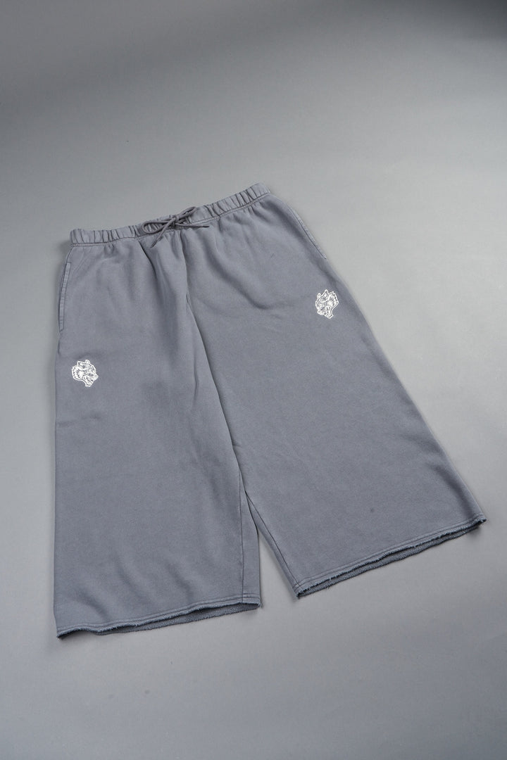 Dual Wolf Capri Sweat Pants In Slate Gray