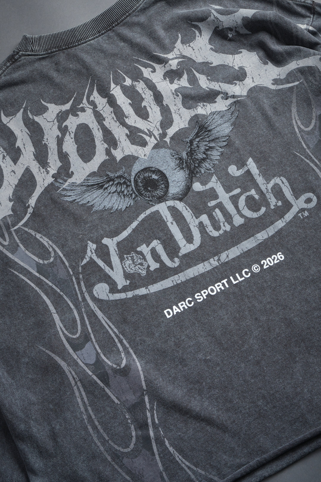 Take-Off Grunge Mid-Length Raw Hem LS Tee in Wolf Gray