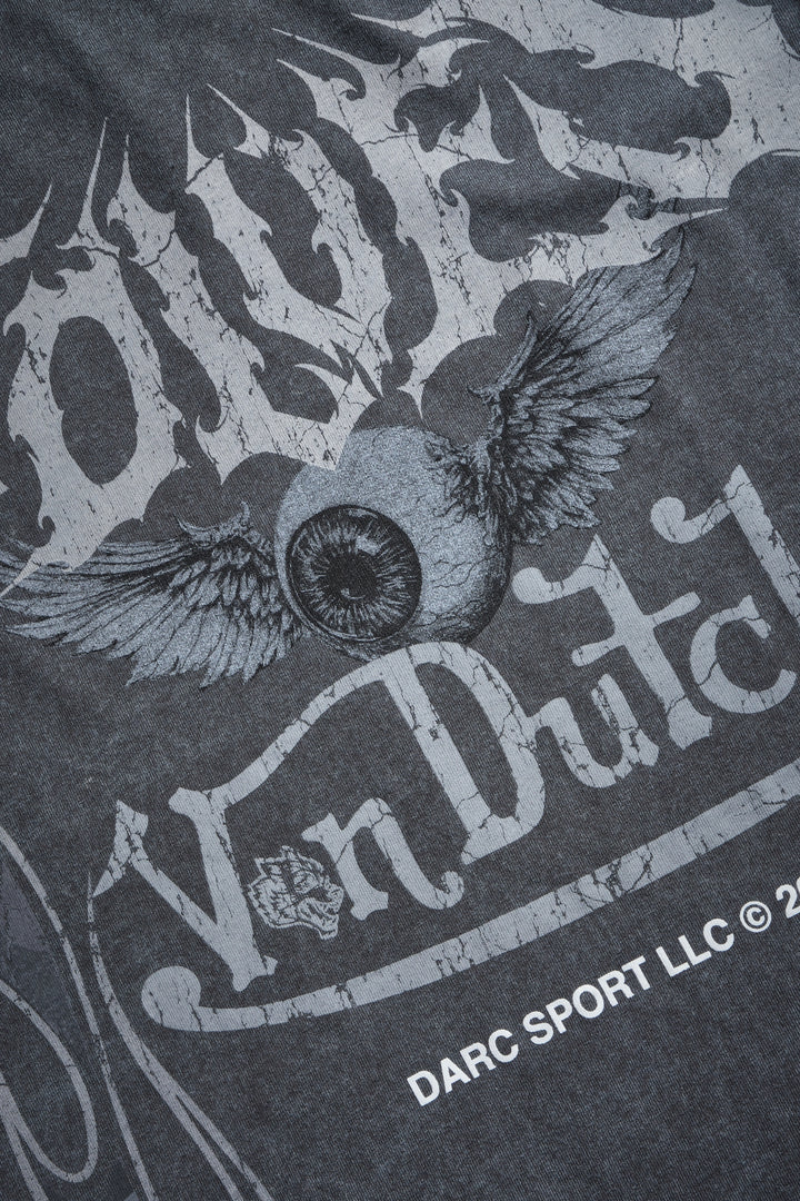 Take-Off Grunge Mid-Length Raw Hem LS Tee in Wolf Gray