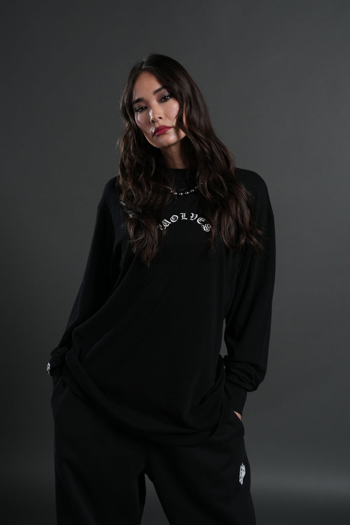 Wolf Chopper "Premium" L/S Tee in Black