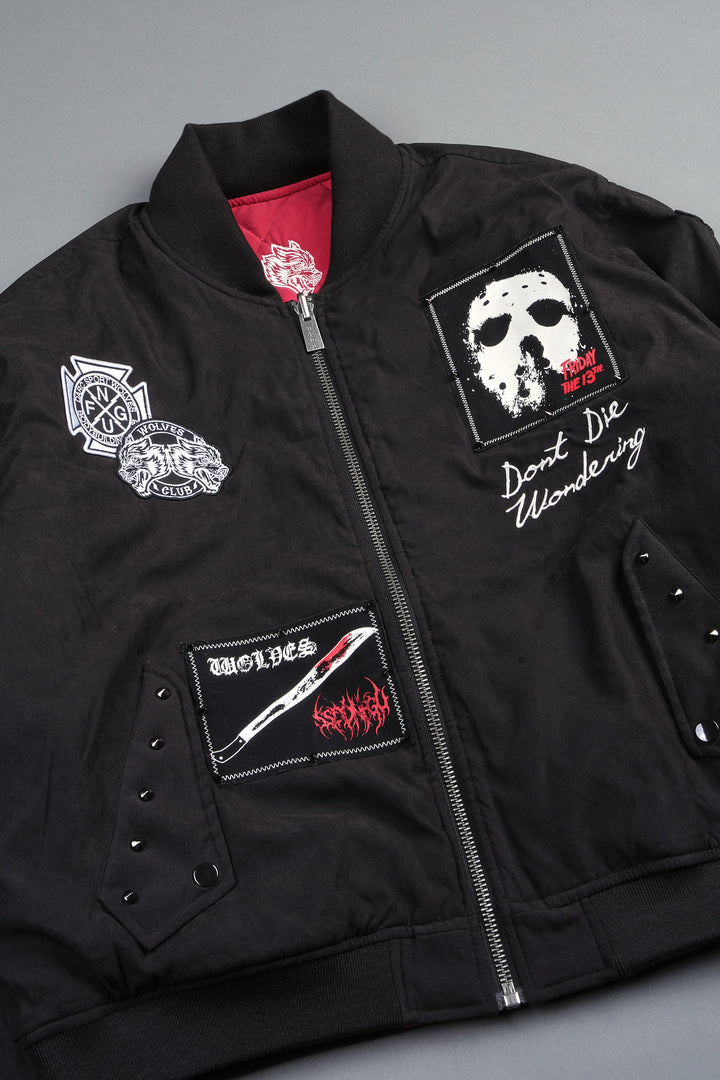 Jason Frvr Cloud Quilted Reversible Bomber Jacket In Black/Oxblood