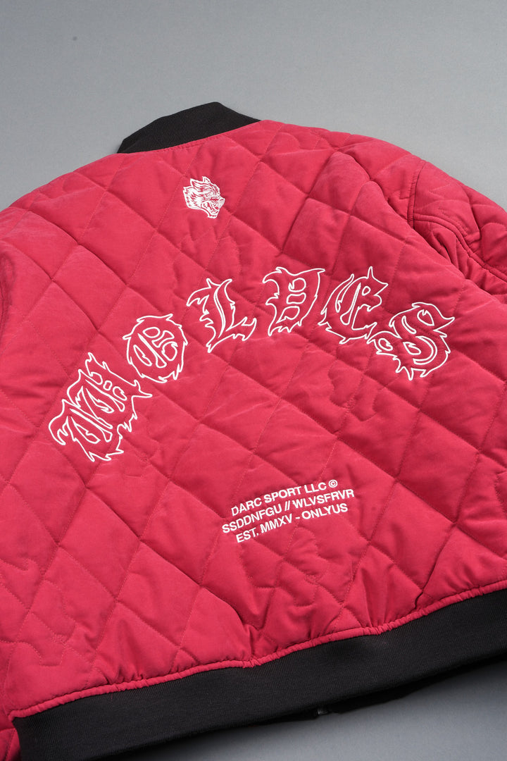 Jason Frvr Cloud Quilted Reversible Bomber Jacket In Black/Oxblood