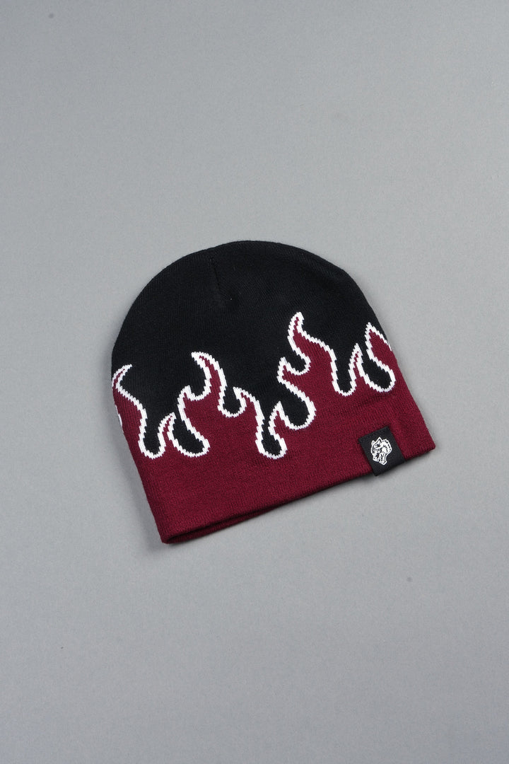 Eternal Flame Cap Beanie in Black/Oxblood