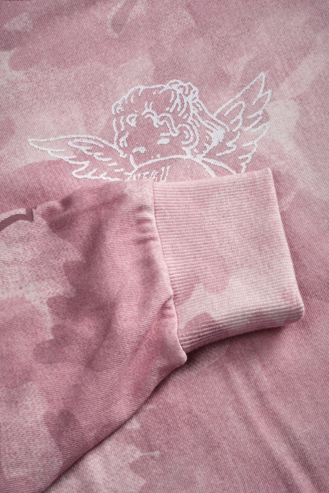 Cherub and the Skull "Premium" Oversized Cropped L/S Tee in Blush Vintage Woodland Camo