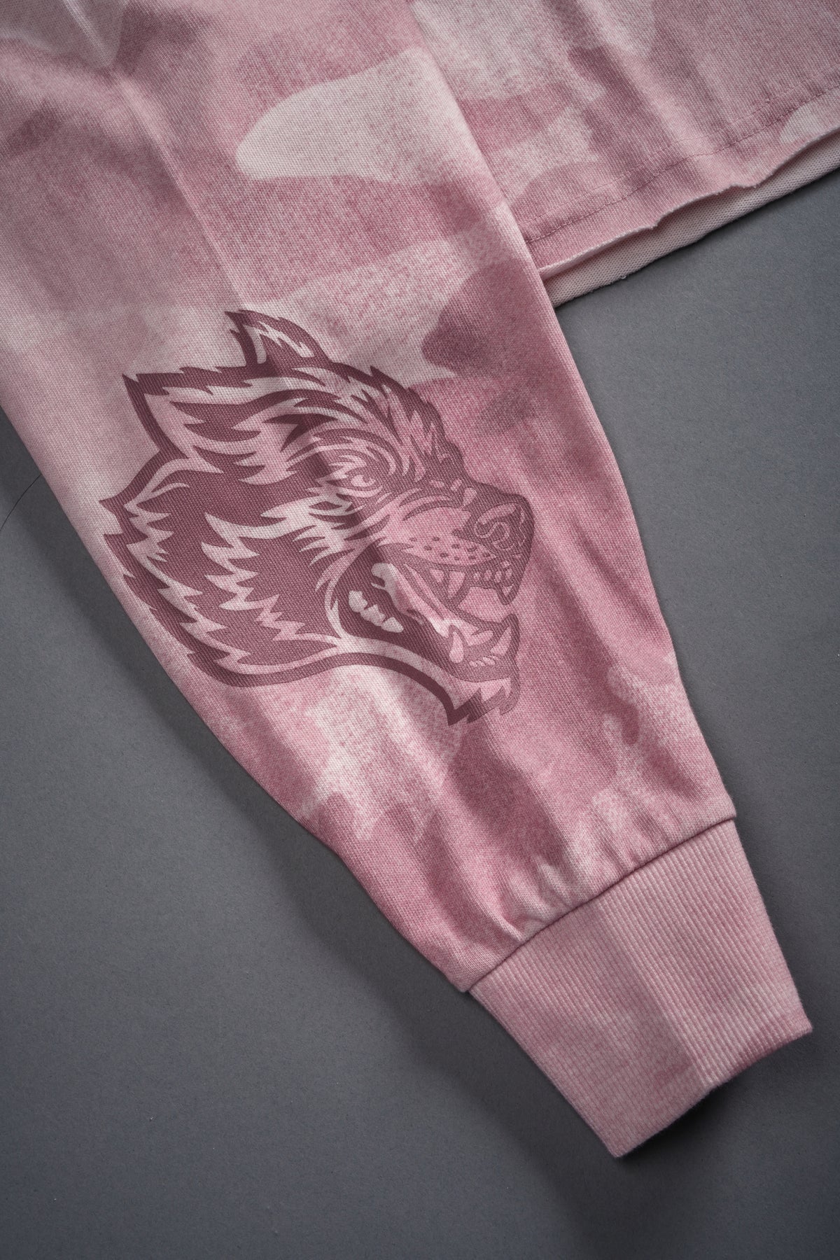 Cherub and the Skull "Premium" Oversized Cropped L/S Tee in Blush Vintage Woodland Camo