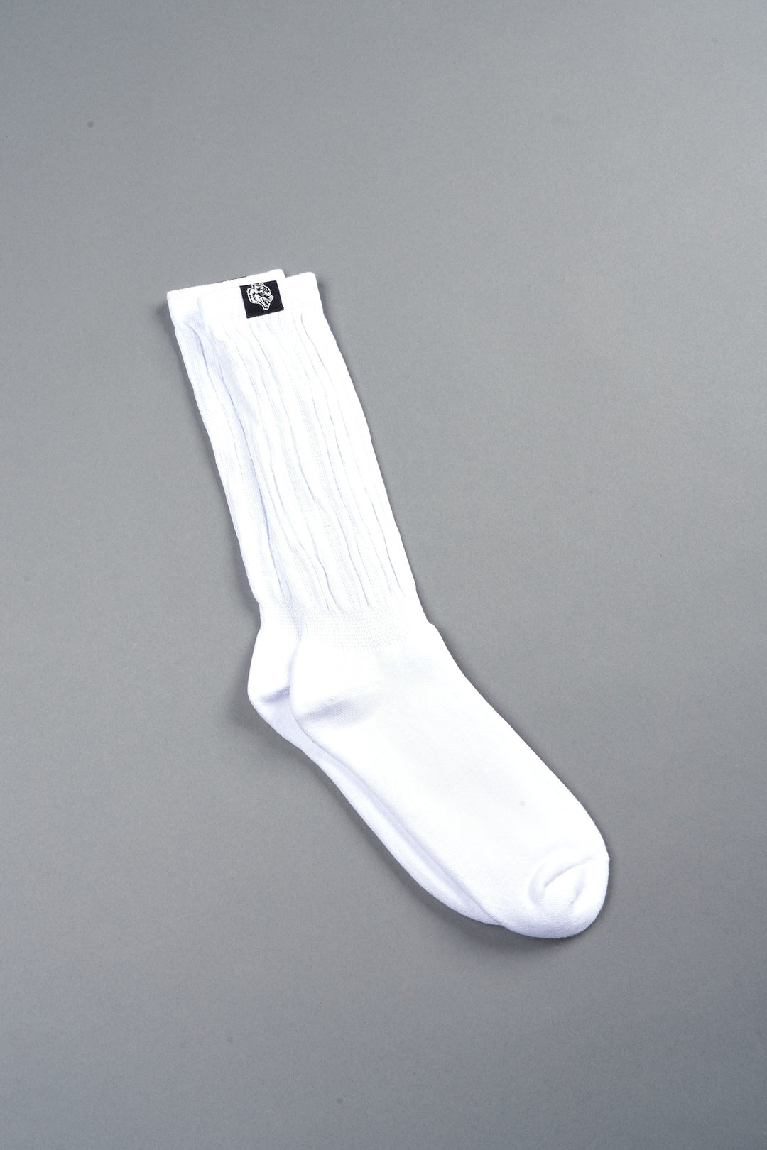 Wolf Patch V2 High Rise Comfy Socks in White