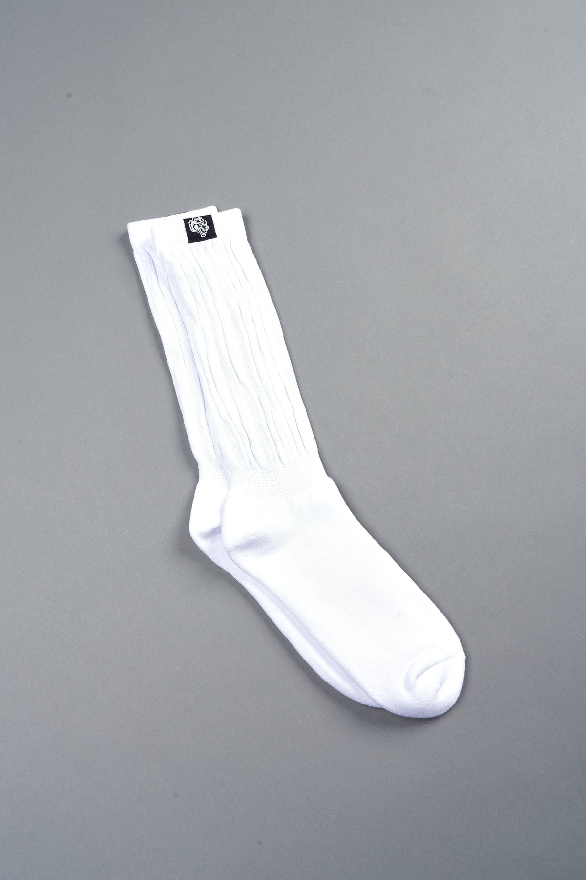 Wolf Patch V2 High Rise Comfy Socks in White