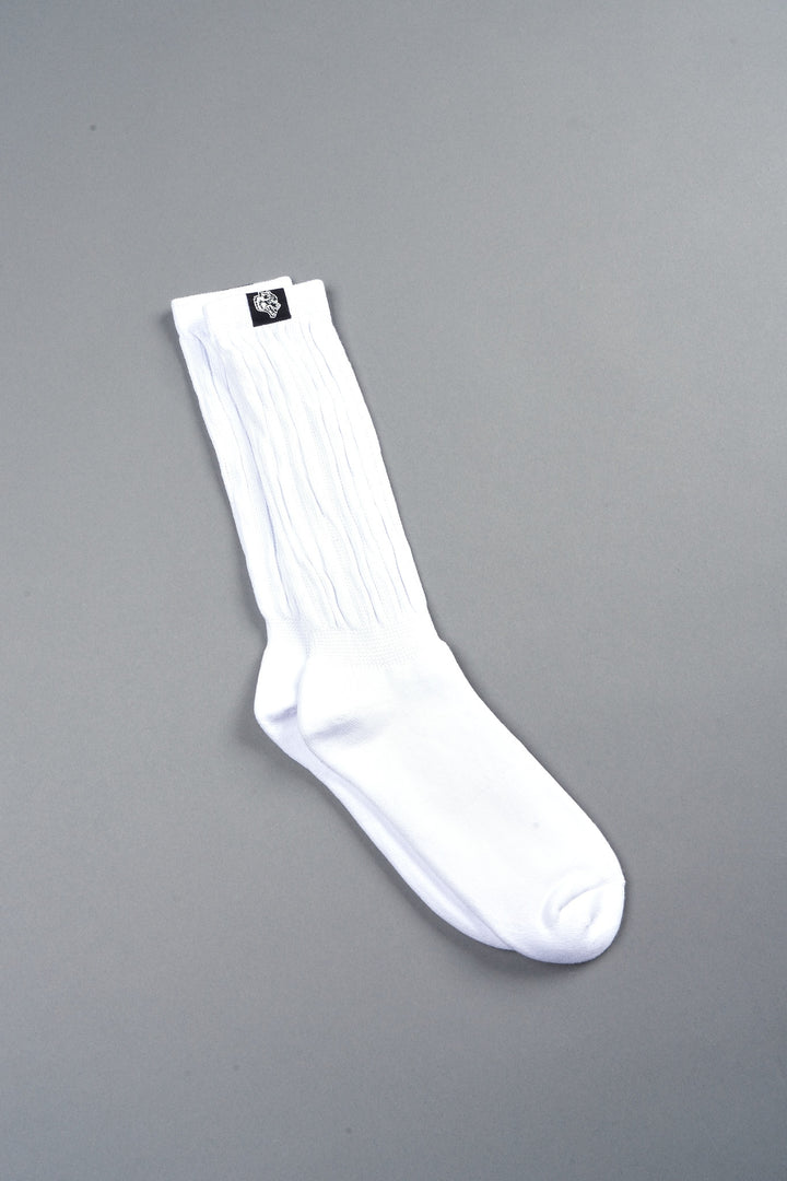 Wolf Patch V2 High Rise Comfy Socks in White