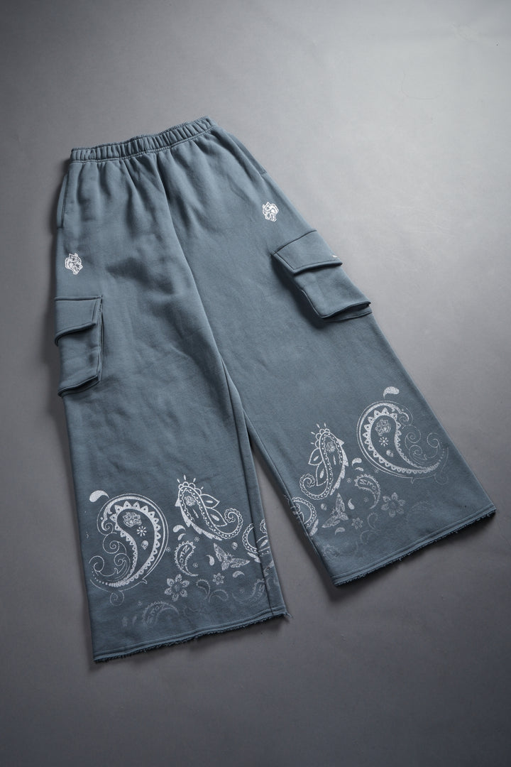 Faded Paisley Durst Cargo Sweats in Greek Stone
