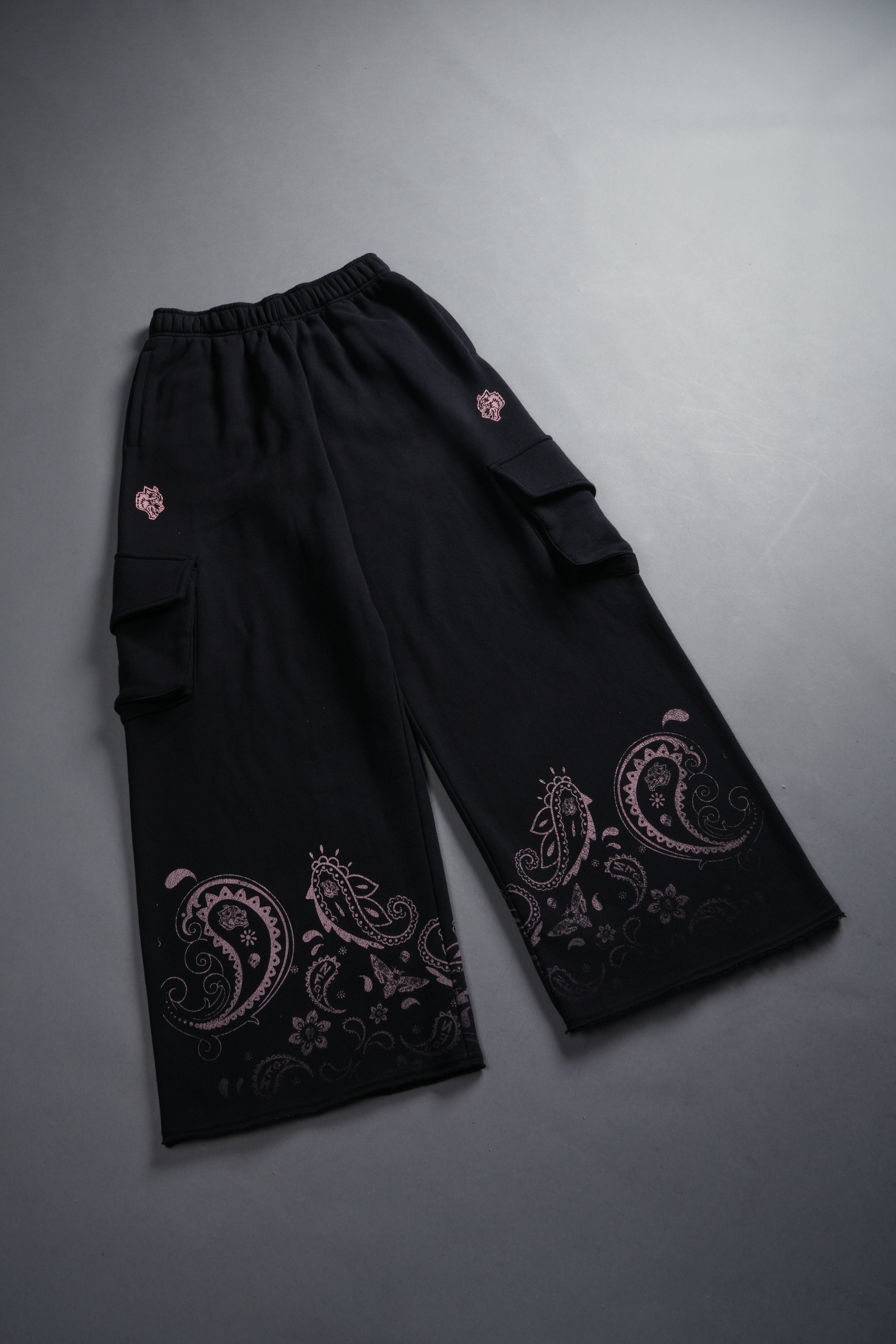 Faded Paisley Durst Cargo Sweats in Black