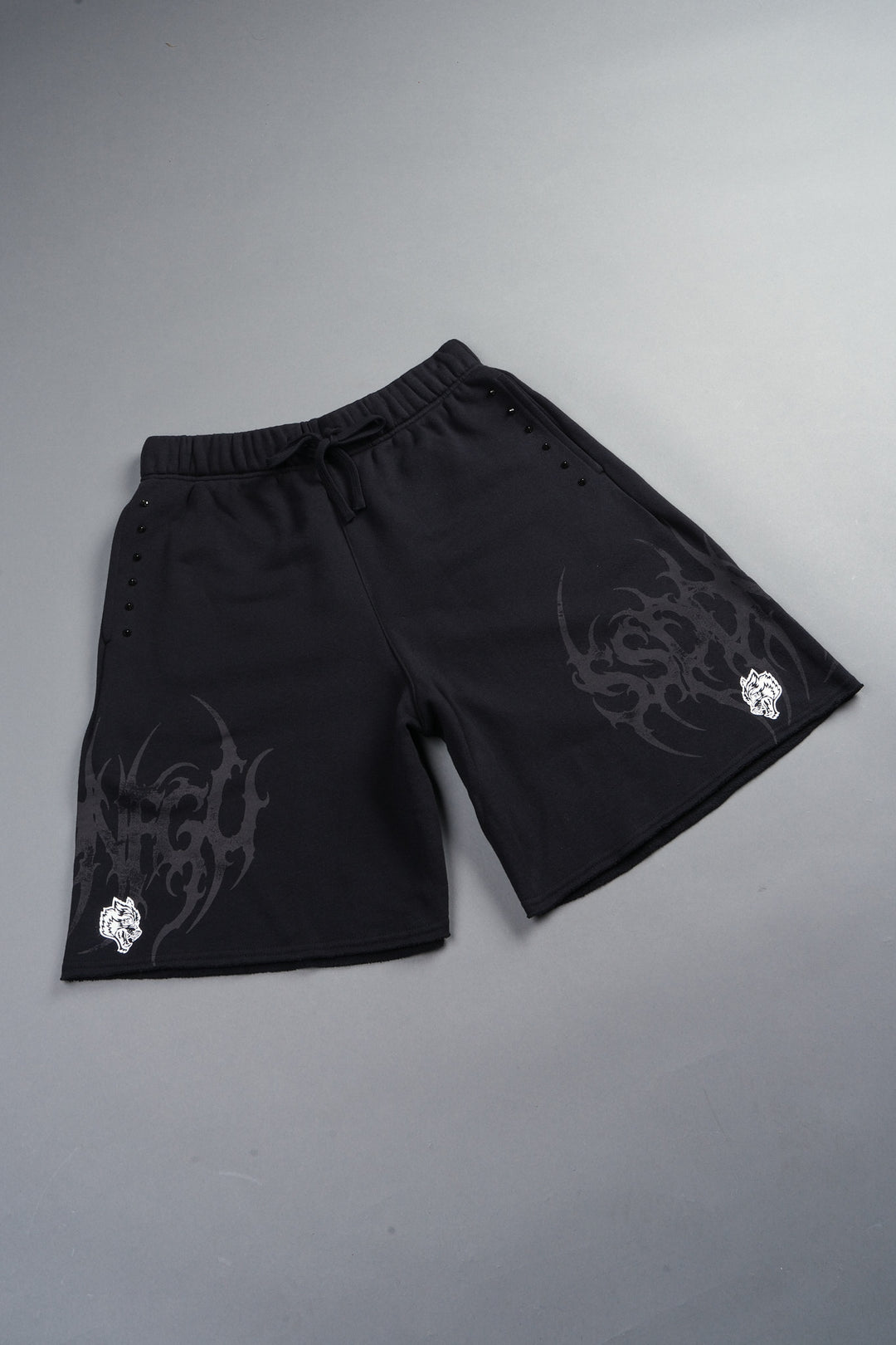 Ssddnfgu Raw Hem Oversized Post Lounge Sweat Shorts In Black