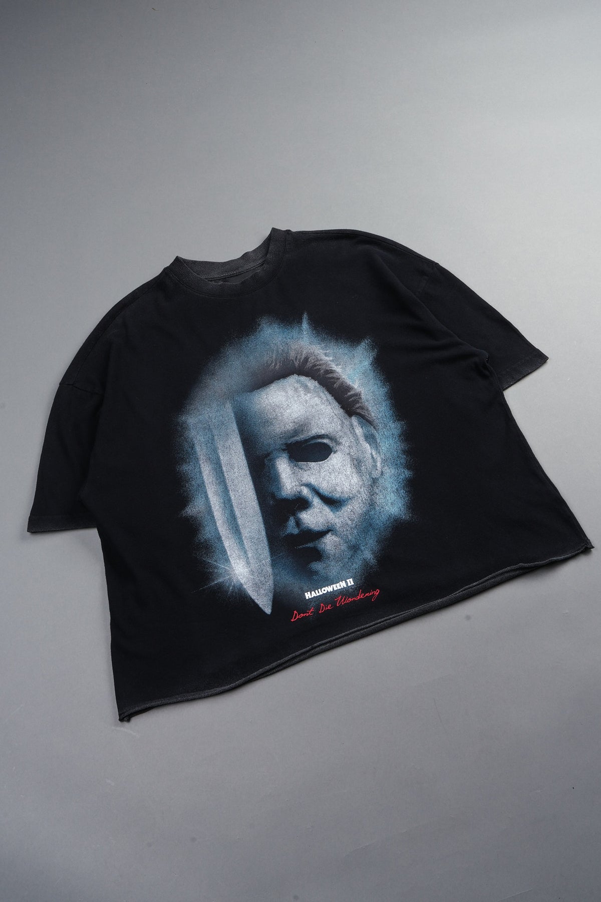 Night Blade Premium Raw Hem Box Cut Tee In Black