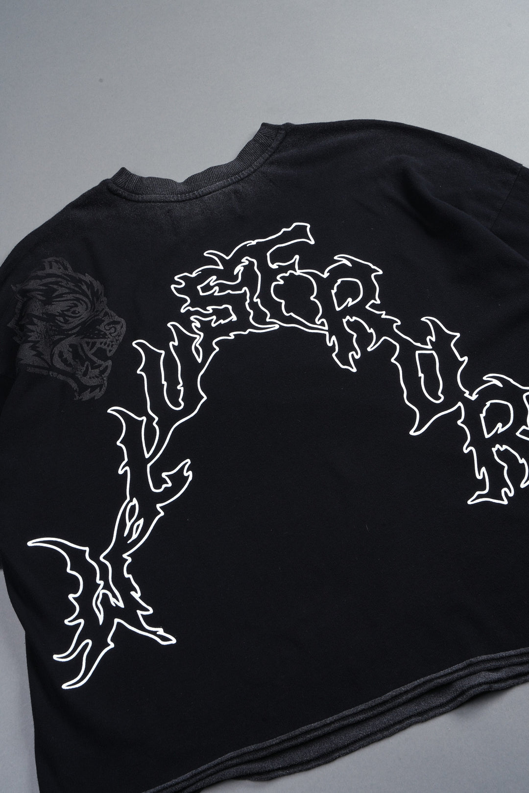 Night Blade Premium Raw Hem Box Cut Tee In Black