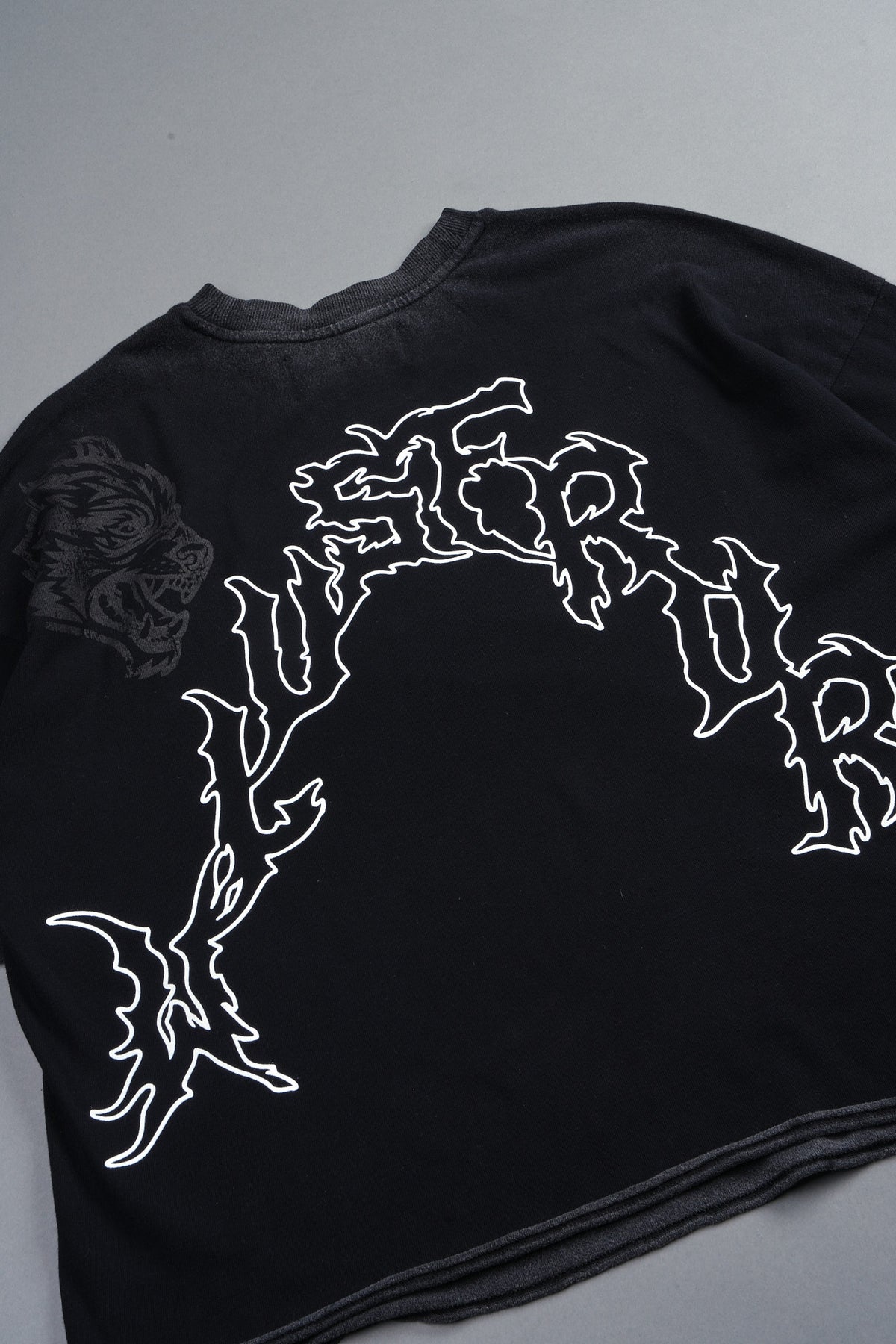 Night Blade Premium Raw Hem Box Cut Tee In Black