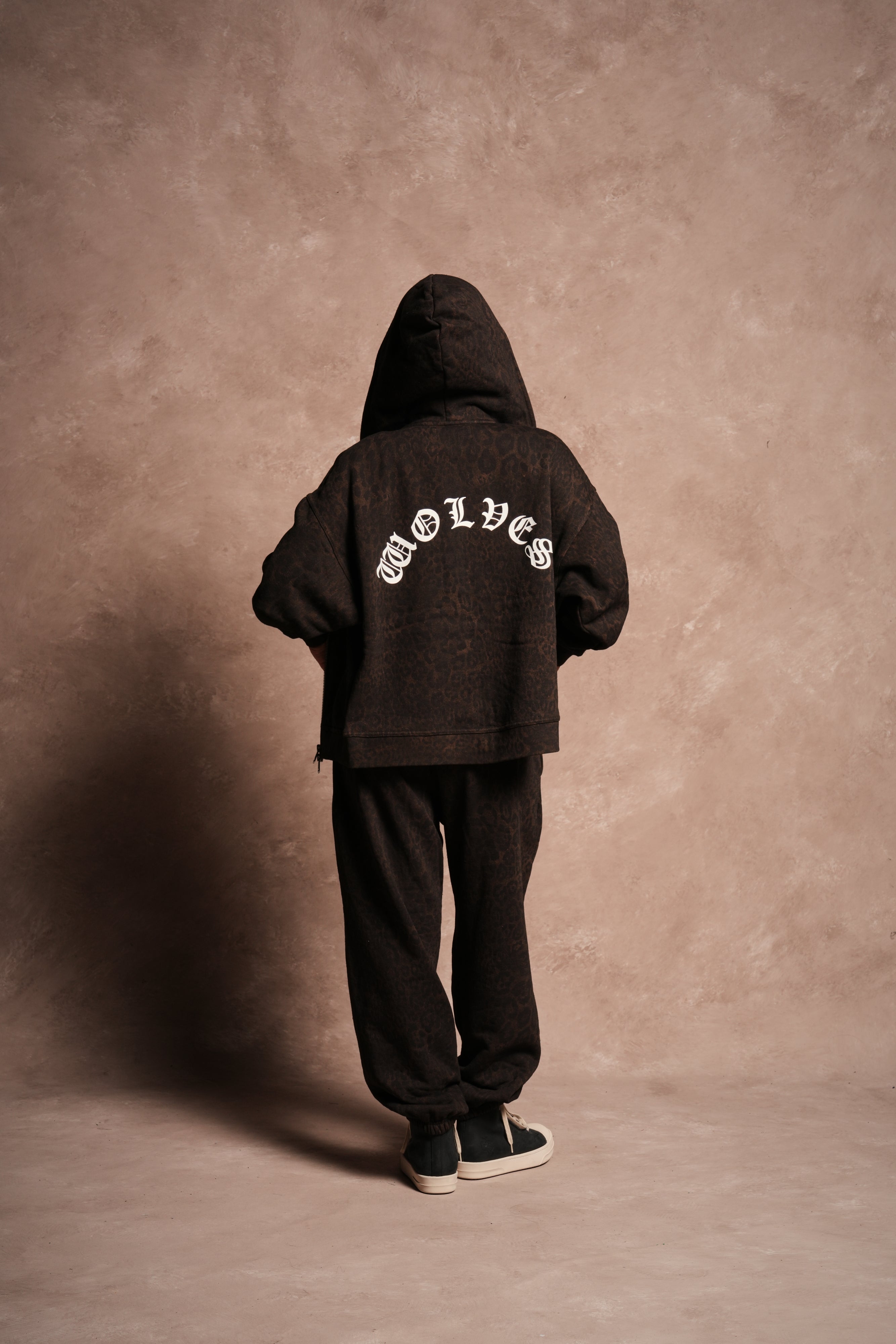 Wolves Chopper Anya Premium Double Zip Hoodie in Darc Brown