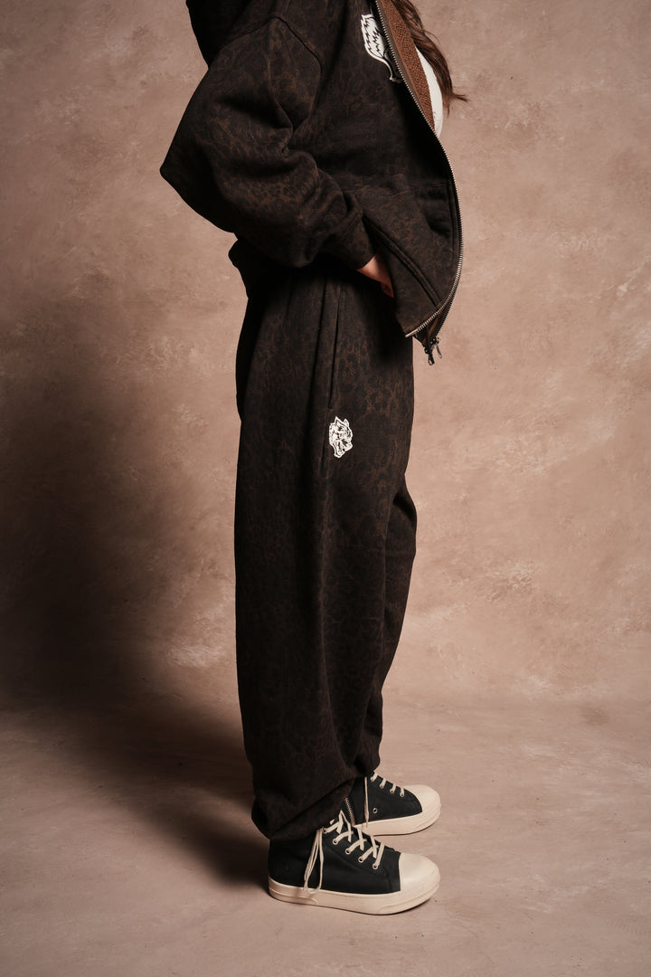 Dual Premium Lounger Sweatpants in Darc Brown Leopard