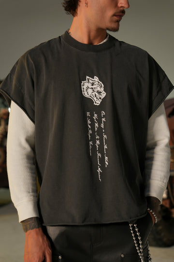 Ragnarok "Grunge" Cut Off Tee in Wolf Gray