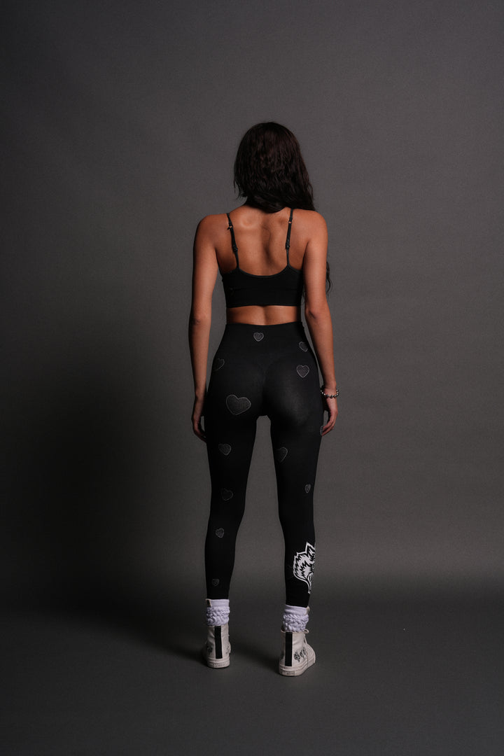 Her Energy "Everson" Seamless Sports Bra in Heart Candy Black