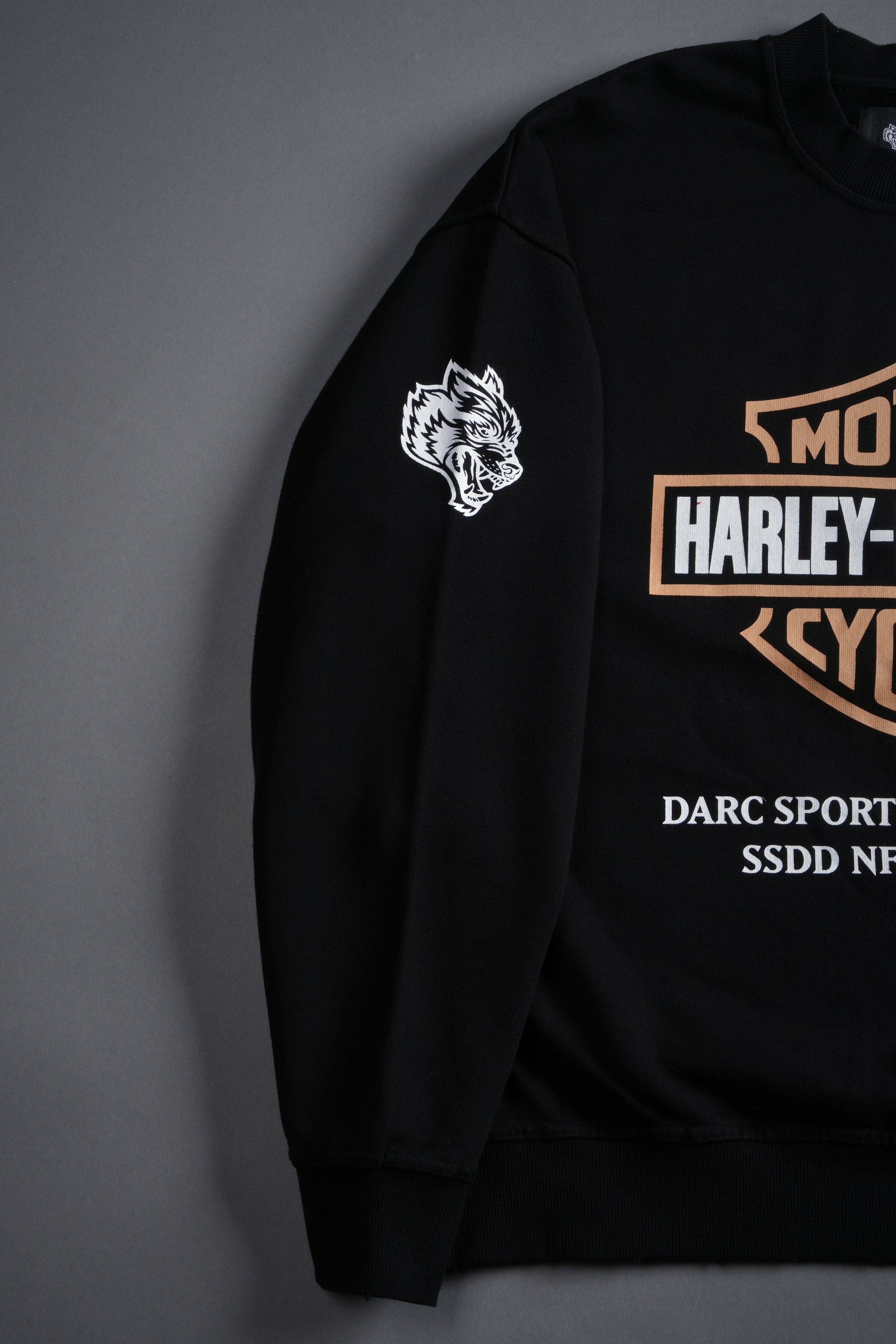 Our Clubs Grunge Destroyed Oversized London Crewneck in Black